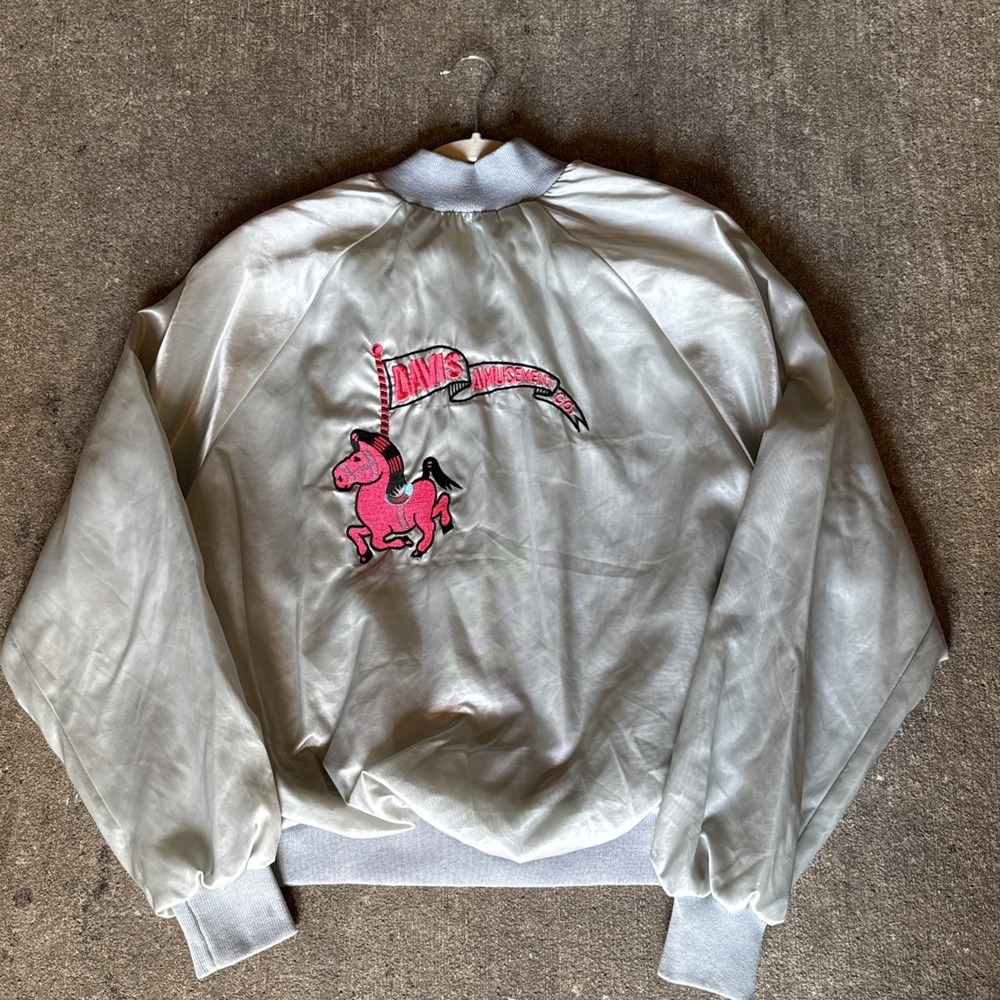 VTG Davis Amusement Co Carny Horse Embroidery Windbreaker Lined
